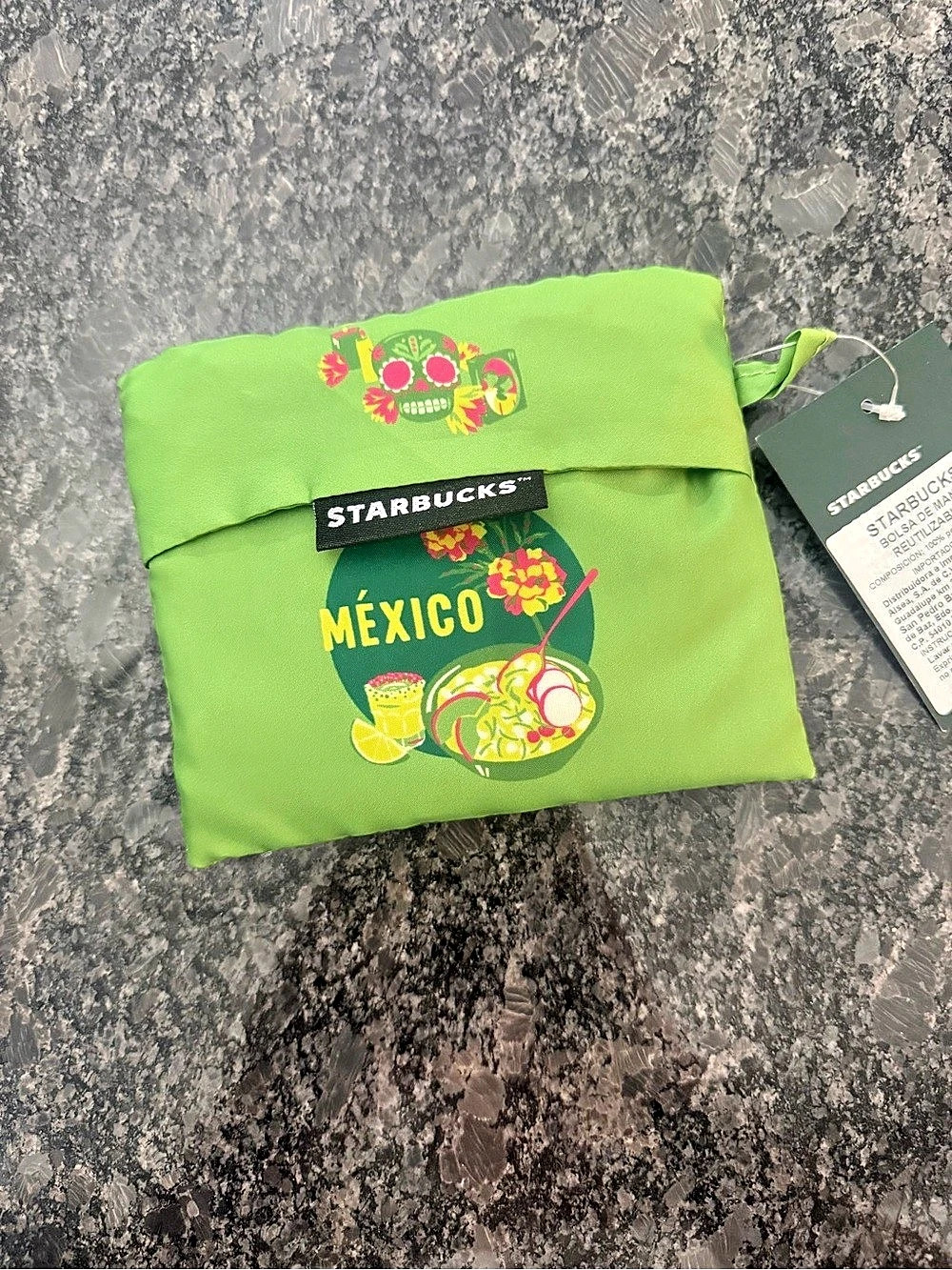 Starbucks Mexico Reusable Shopping Bag Green & Pink
